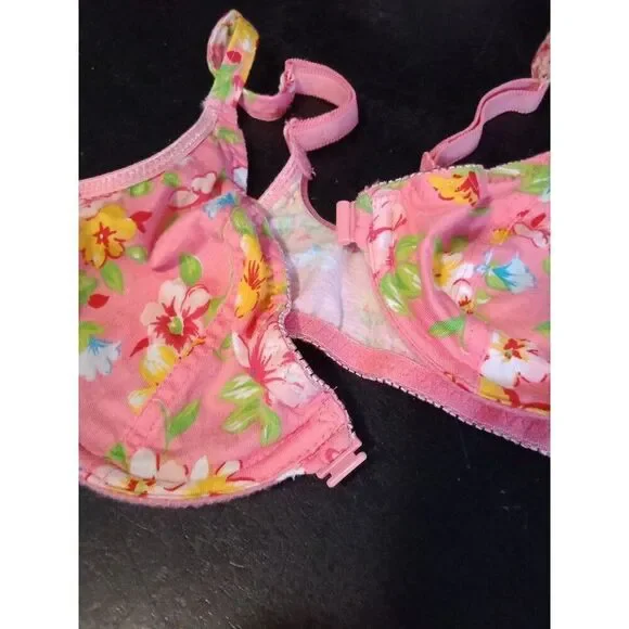 (#13) Victoria's Secret Bra Vintage Razor Back Ashley Coral Floral 34A Underwire - Picture 2 of 8